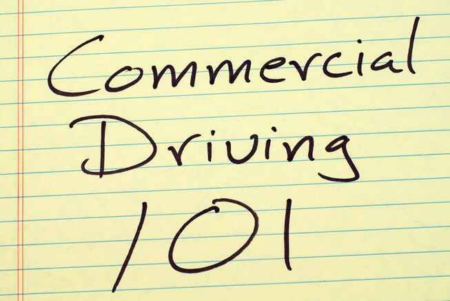 Commerical driving 101 written on legal pad