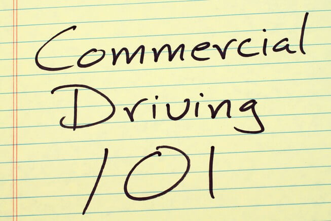 Commerical driving 101 written on legal pad