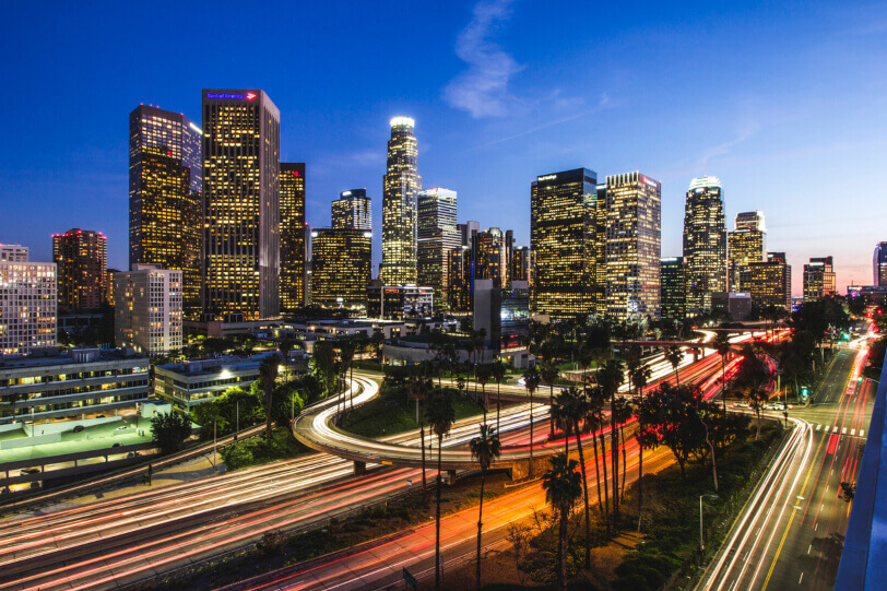 Cars driving on the highways in Los Angeles