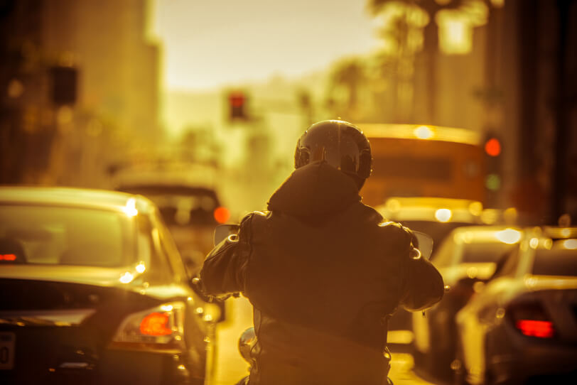 Motorcycle in Los Angeles traffic
