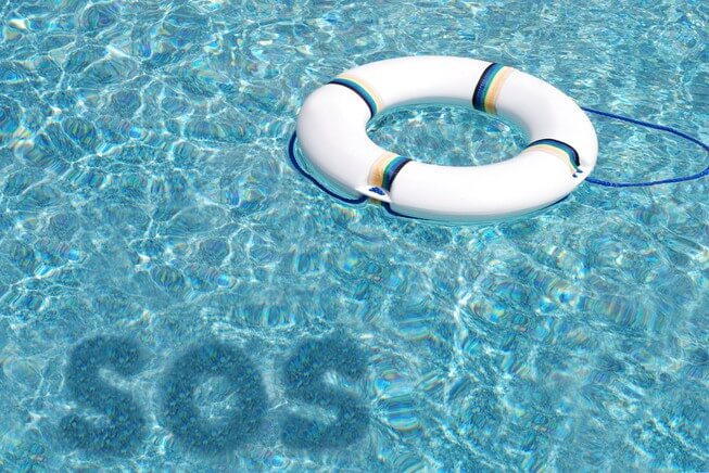 Swimming pool with life preserver and SOS 