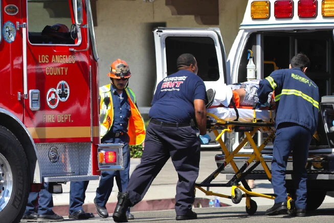 California Firefighters help victim involved in a car accident