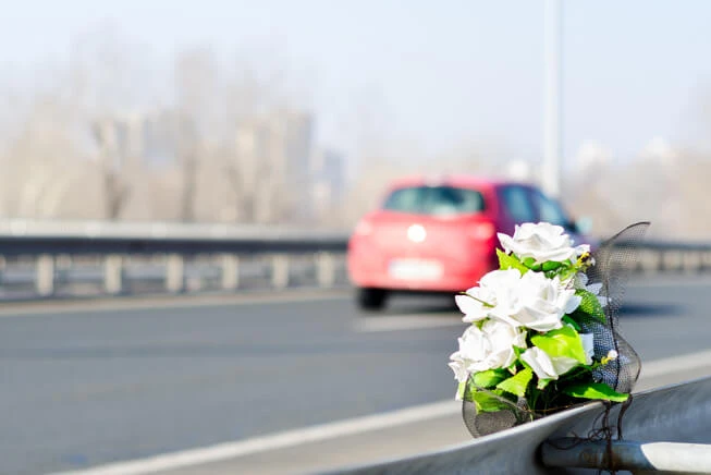 Memorial at site of a hit and run accident