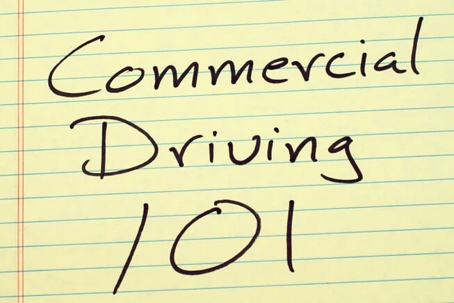 Commerical driving 101 written on legal pad