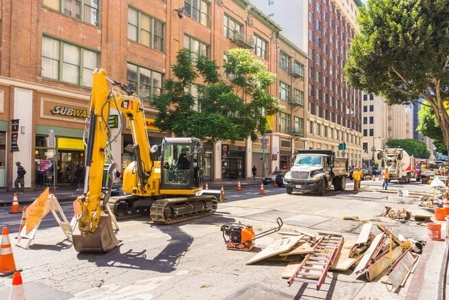 Fixing a road hazard in Los Angeles