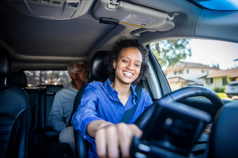 Passenger talking to Uber driver