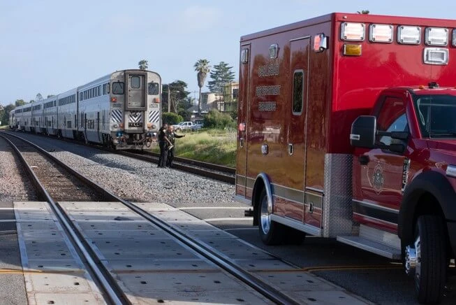 Police and paramedics on the scene California train accident 